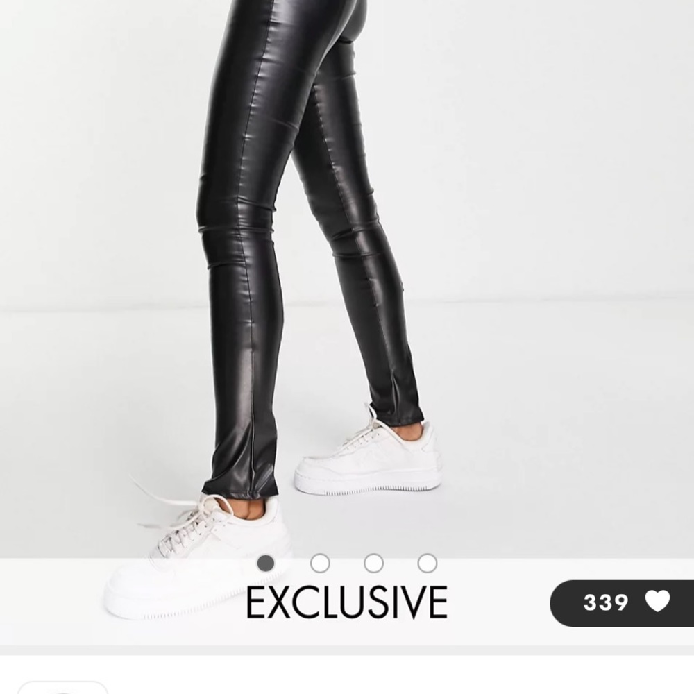 LAST ONE! ASYOU WOMENS ZIP HEM FAUX LEATHER LEGGINGS - Picture 4 of 7